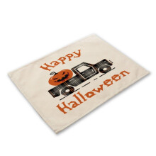 Halloween Placemat Hessian Insulated Table Mat Bat Placemat Ghost Rectangle Coaster Tableware Mat Kitchen Decoration