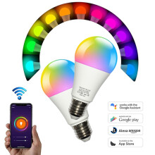 2Pcs WiFi Smart Bulb and Home Assistant Voice Control RGBCW Dimming Color 9W 850LM A19 Bulb, Smart Household Appliances