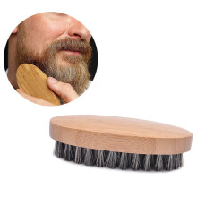 Men Boar Hair Bristle Beard Mustache Brush Military Hard Round Wood Handle Comb Beauty Products