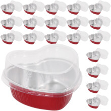 Heart-Shaped Aluminum Foil Box Baking Pan Tart Cups Cake Stand Valentine Cupcake Pans 20 Pcs