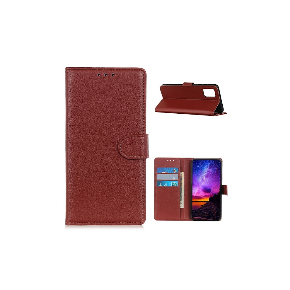 Compatible With Samsung Galaxy A02s - Litchi Leather Case - Brown 9353595253537