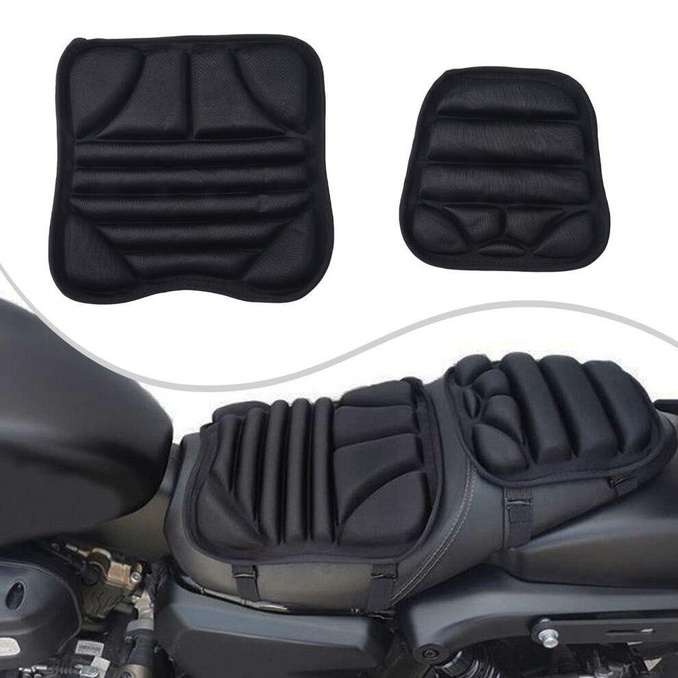 2Pcs Motorcycle For Seat Cushion Set Gel Cover Pad Universal Pressure Relief 9353595251878