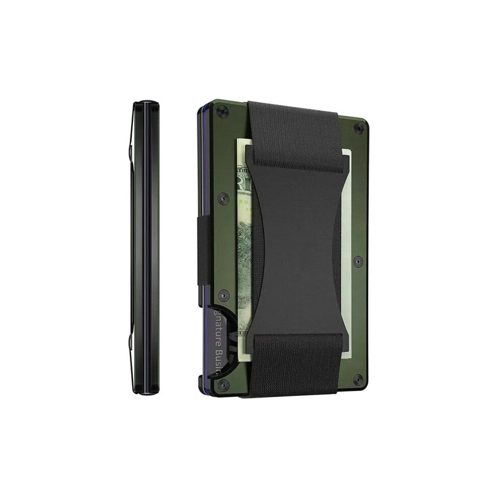 Slim Luxury Rfid Aluminum And Carbon Fiber Wallet For Men - Metal Credit Card Holder Green 9353595251915