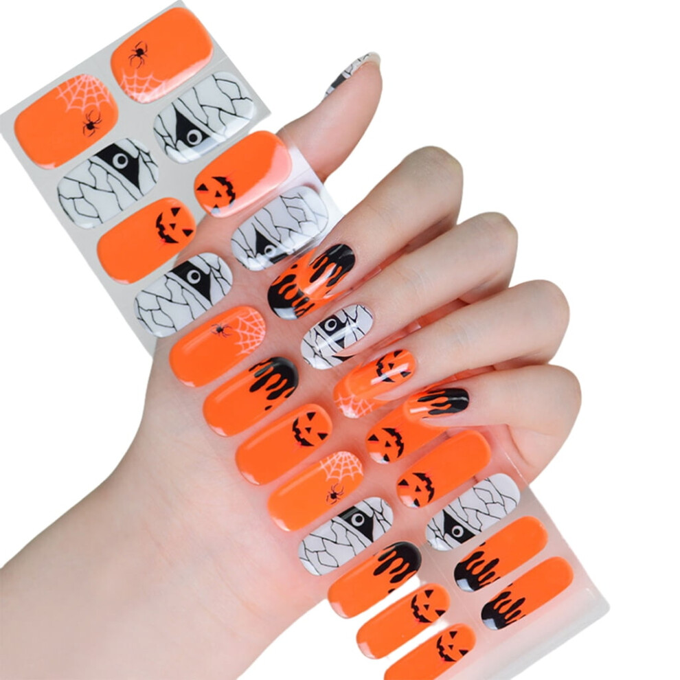 Dark Jzrocker Halloween Nails Stickers Glow In The Gels Nails Strips Full Nails Wrap