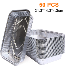 Aluminum Pans Cookie Sheet Baking Pans Disposable Aluminum Foil Trays -Durable Nonstick Baking Sheets for Picnic or Taking Food on A Day Trip. 50PCS