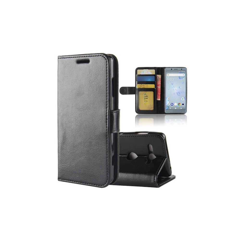 Crazy Horse Texture Wallet Case For Compatible With Sony Xperia Xz2 Compact - Black 9353595253735
