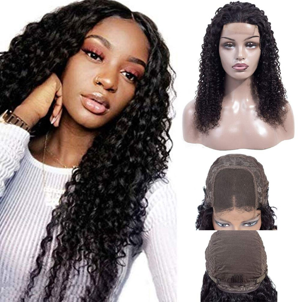 Unisex 22 Inch Brazilian Kinky Curly Human Hair Lace Front Wig With Natural Hairline And Full Volume