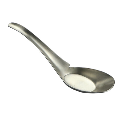 2 pcs Simple Durable Food Eating Spoon Flat Bottom Sturdy Soup Spoon Silver