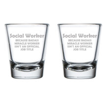 Set of 2 Shot Glasses 1.75oz Shot Glass Social Worker Miracle Worker Job Title Funny