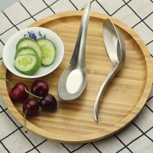 2 pcs Simple Durable Food Eating Spoon Flat Bottom Sturdy Soup Spoon Silver 2