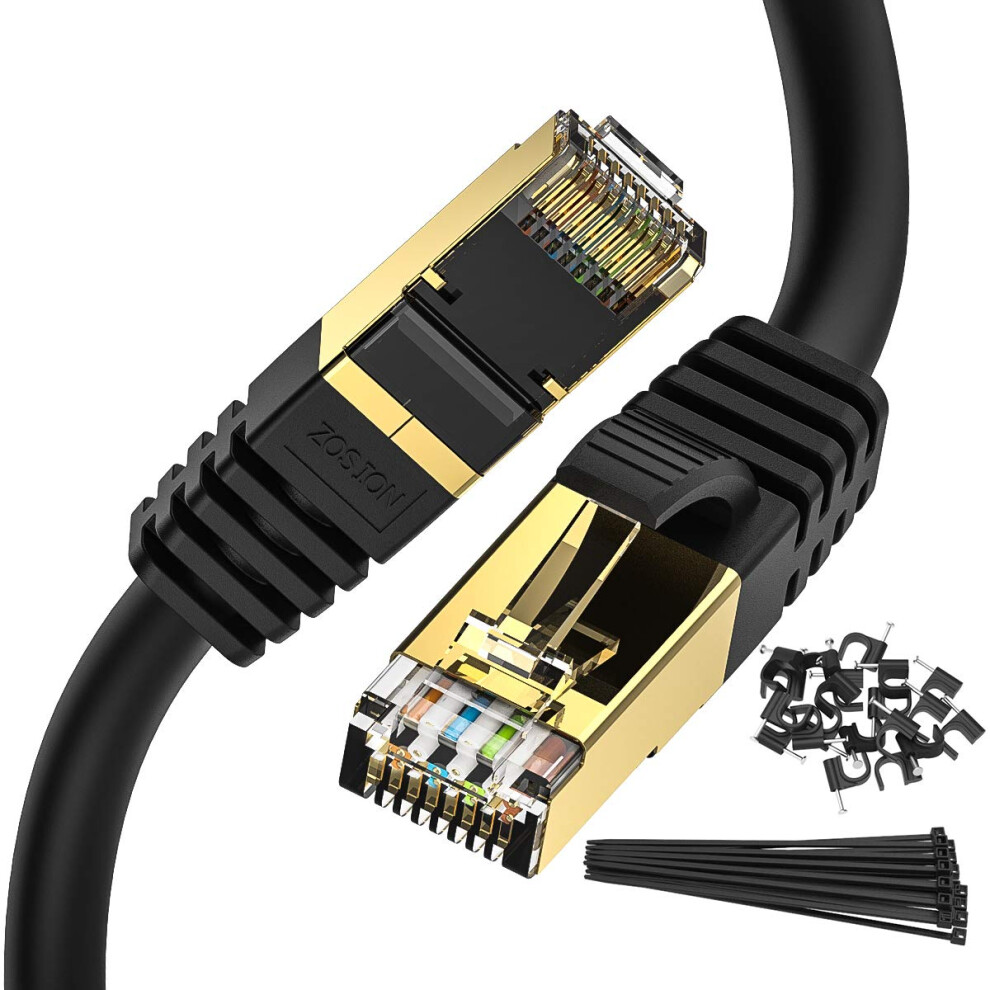 Cat 8 Ethernet Cable 20 Ft Plated Rj45 High Speed 40Gbps 2000Mhz Heavy Duty Cat8 Internet Network Lan Cable Gold 9313598835208