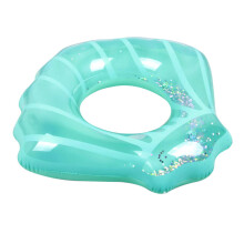 Swim Ring Inflatable Pool Float for Adults Beach Shell Design Easy Inflate 110x100CM