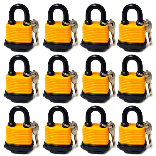 12 Pc Heavy Duty Padlocks 30mm Waterproof Keyed Pad Locks Home Security Durable