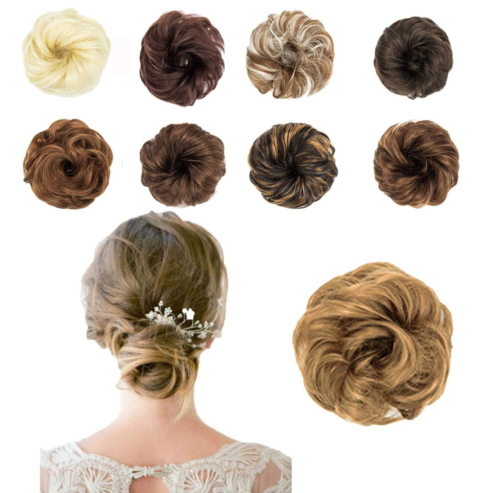 Unisex Hair Bun Extension Messy Bun Hair Piece For Quick Elegant Updos Synthetic Curly Scrunchie