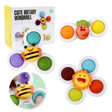 3pcs Suction Cup Spinner Toys with Pop Function, Sensory Push Pop Bubble Spinning Toy for 6+ Month Toddlers, Bath & Dining Use