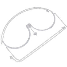 2pcs Rhinestone Chest Bracket Chain Crystal Heart Pendant Chest Bracket Bra Chain