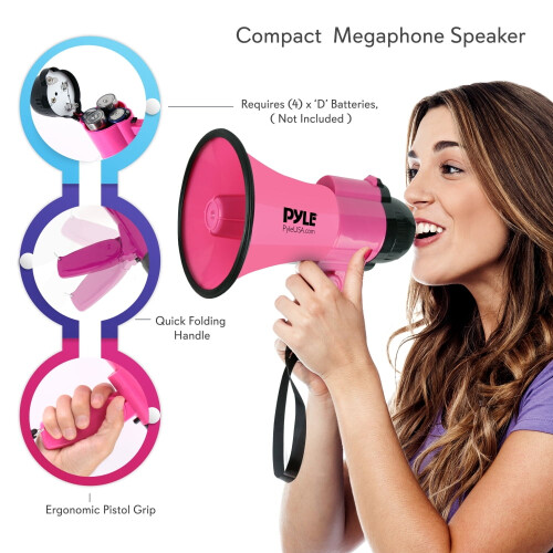 Pyle PMP34PK Compact & Portable Megaphone Speaker with Adjustable Volume 2