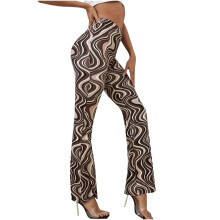 OAVQHLG3B Flared Pants for Women Summer Casual High Waist Water Ripples Striped Running Athletic Yoga Pants Boot Cut Long Pants