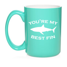 You're My Best Fin Friend Shark, Gift For Best Friend Ceramic Coffee Mug Tea Cup Gift (15oz Teal)
