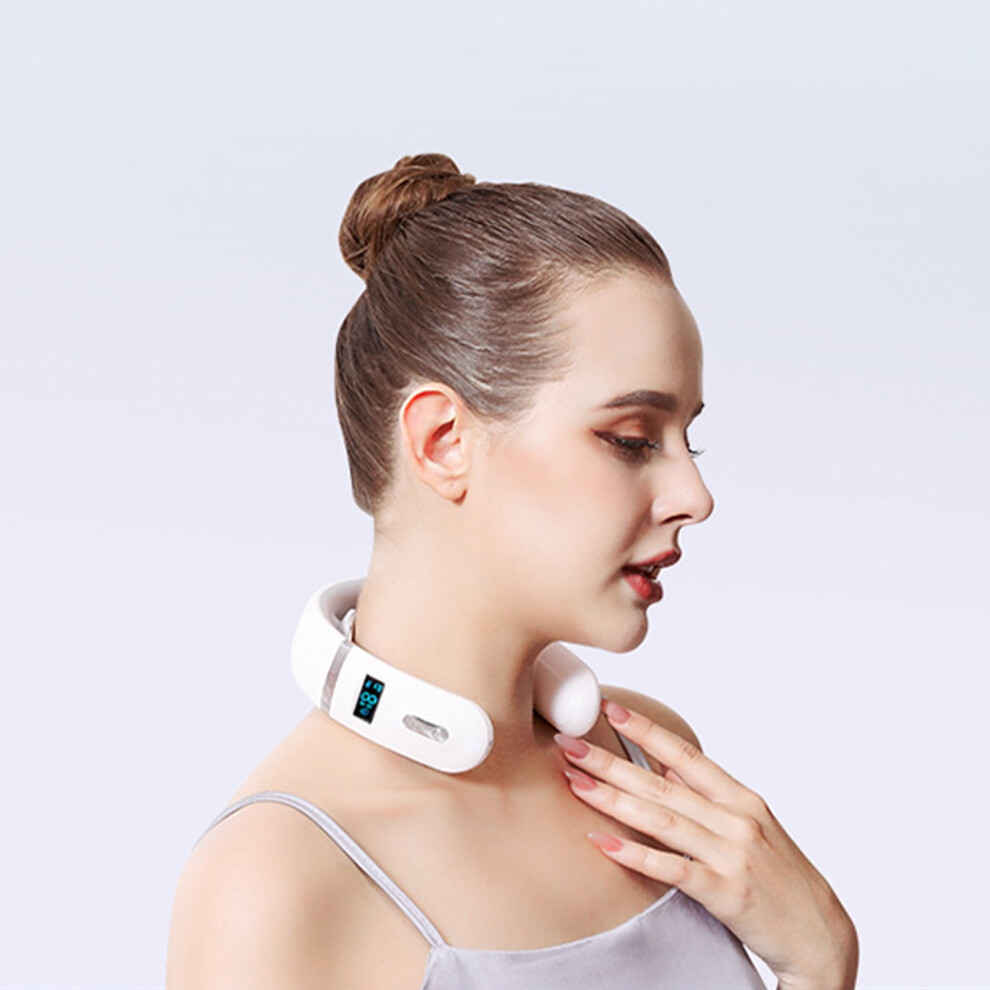 Neck Massager with Heat, 2 Heads, 9 Modes, 19 Strengths, Voice Control, Compatible with Cervical Spine Relief
