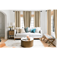 1 Panel Faux Silk Taupe Color Lined Blackout 100% Room Darkening Window Curtain For Bedroom Home Décor Drapes with Grommets 63" Length Adam