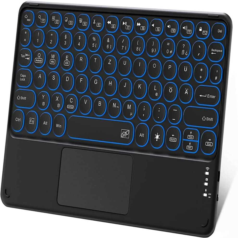 Qutetn Bluetooth Keyboard With Touchpad Rechargeable Portable Wireless Bluetooth Tablet Keyboard With Trackpad And 7 Colors Backlits Com 9450273657677
