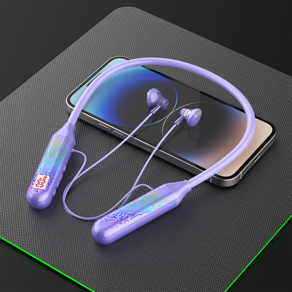 Txmfgh Textured -Emitting Bluetooth Headset, Compatible With Ios/Android, Rgb Glow, Neckband Sports Design, Sweatproof, Bt 5.2 Light 9450273658148
