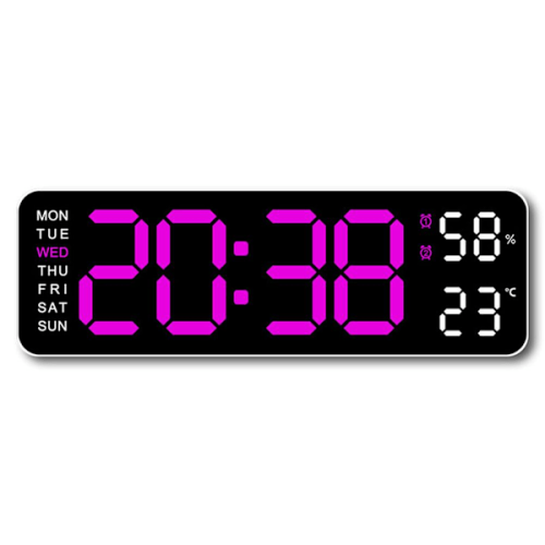 With Calendar Date Temperature LED Large Display USB Digital Wall Clock R9 White shell rose red light 1pcs