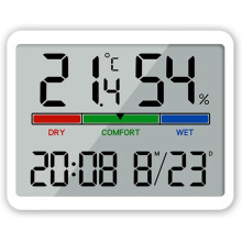 Digital Wall Clock Battery Powered, Magnetic Design with Temperature Indoor Outdoor (White)