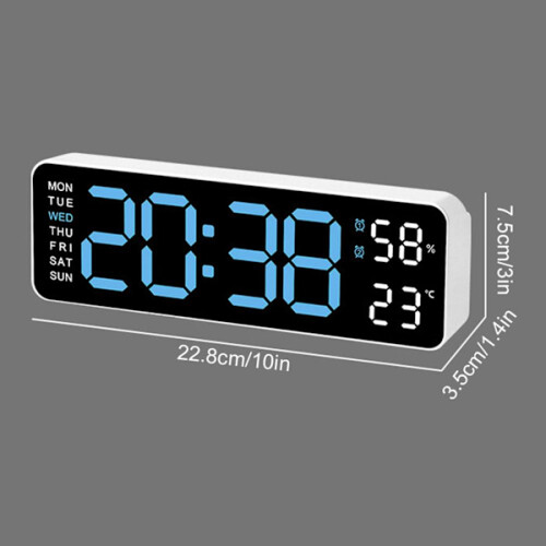 With Calendar Date Temperature LED Large Display USB Digital Wall Clock R9 White shell rose red light 1pcs 1