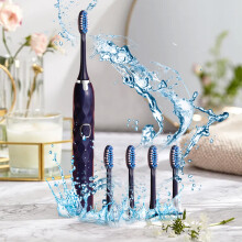 ZKCCNUK Electric Toothbrush with 5 Brush Heads, 5 Modes, IPX7 Waterproof, Fast Charging & Long Battery Life – Compatible with Standard Replacement