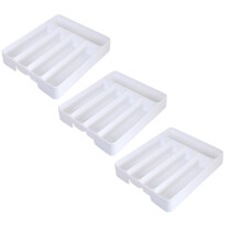 Silverware Drawer Tray Holder, 5-Compartment Cutlery Storage Box for Flatware, Utensils, Chopsticks, Spoon Organizer (3PCS)