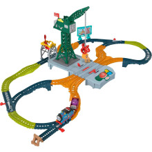 Thomas & Friends Motorized Toy Train Set, Talking Cranky Delivery with Track, Sounds & Phrases for Pretend Play Preschool Kids Ages 3+ Years