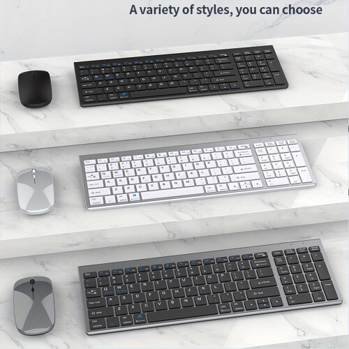 Wireless Rechargeable Full-Size Keyboard & Mouse Combo for Multi-Device Use 2