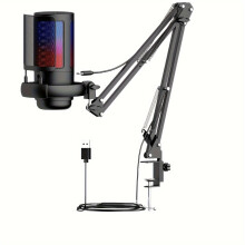 Microphone, USB Microphone, RGB Game Microphone, Noise Reduction Microphone, Suitable For Playing Games, Live, Voice Chat, Experience Super Good