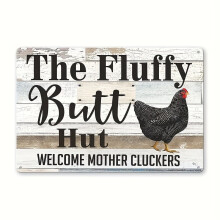 1pc Fluffy Chicken Metal Tin Sign - Vintage Farmhouse Decor, compatible with Garden, Farm, Chicken House, Waterproof & Dustproof
