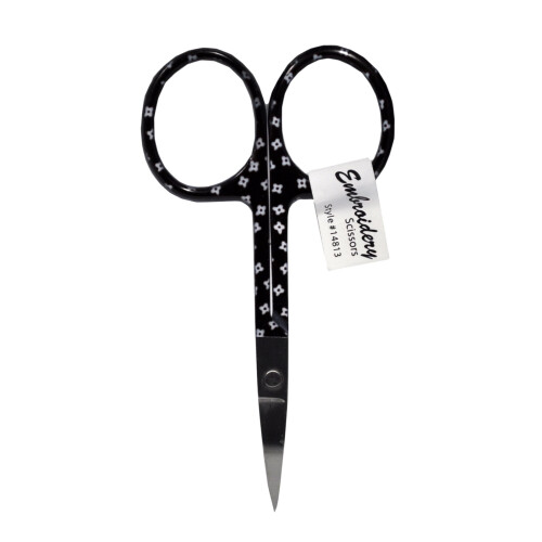 3 3/4 Inch Black Blossoms Embroidery Scissors