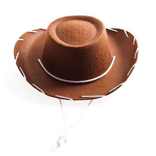 VIEGINE Children Brown Red Felt Woody Cowboy Hat Adjustable Western Big Brimmed Cowboy