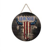 Rustic American Wooden Hanging Sign, Compatible with Porch & Garden Decor, Red Bow Design for Memorial & Independence Day