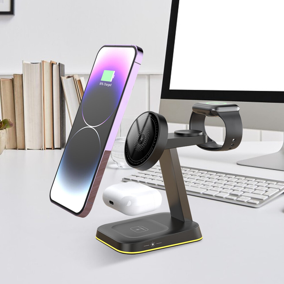 Txmfgh 15W Trio Wireless Charger Dock, Vertical & Horizontal, For Phones, Watches, Headphones - Qc 3.0 Fast Charging, Metal Foreign Object Detection 9402001832177