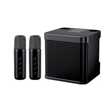 -203 Karaoke Set Karaoke Speaker Wireless Bluetooth Dual Microphone Speaker Microphone Machine Black