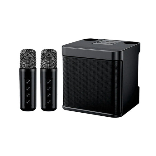 -203 Karaoke Set Karaoke Speaker Wireless Bluetooth Dual Microphone Speaker Microphone Machine Black
