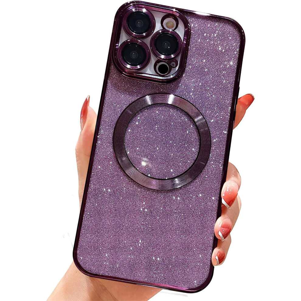 Compatible With Iphone 12 Pro Max 6.7" Magnetic Glitter Case, [Compatible With Magsafe] Cute Luxury Bling Clear Phone Case, Shockproof Anti-Scratch - 9402001834676