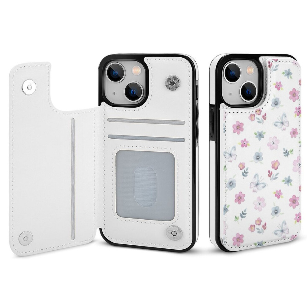 Floral Wallet Case For Iphone 14, Compatible With Card Holder & Kickstand, Pu Leather Folio With Double Magnetic Clasp & Shockproof Design For 9402001834461