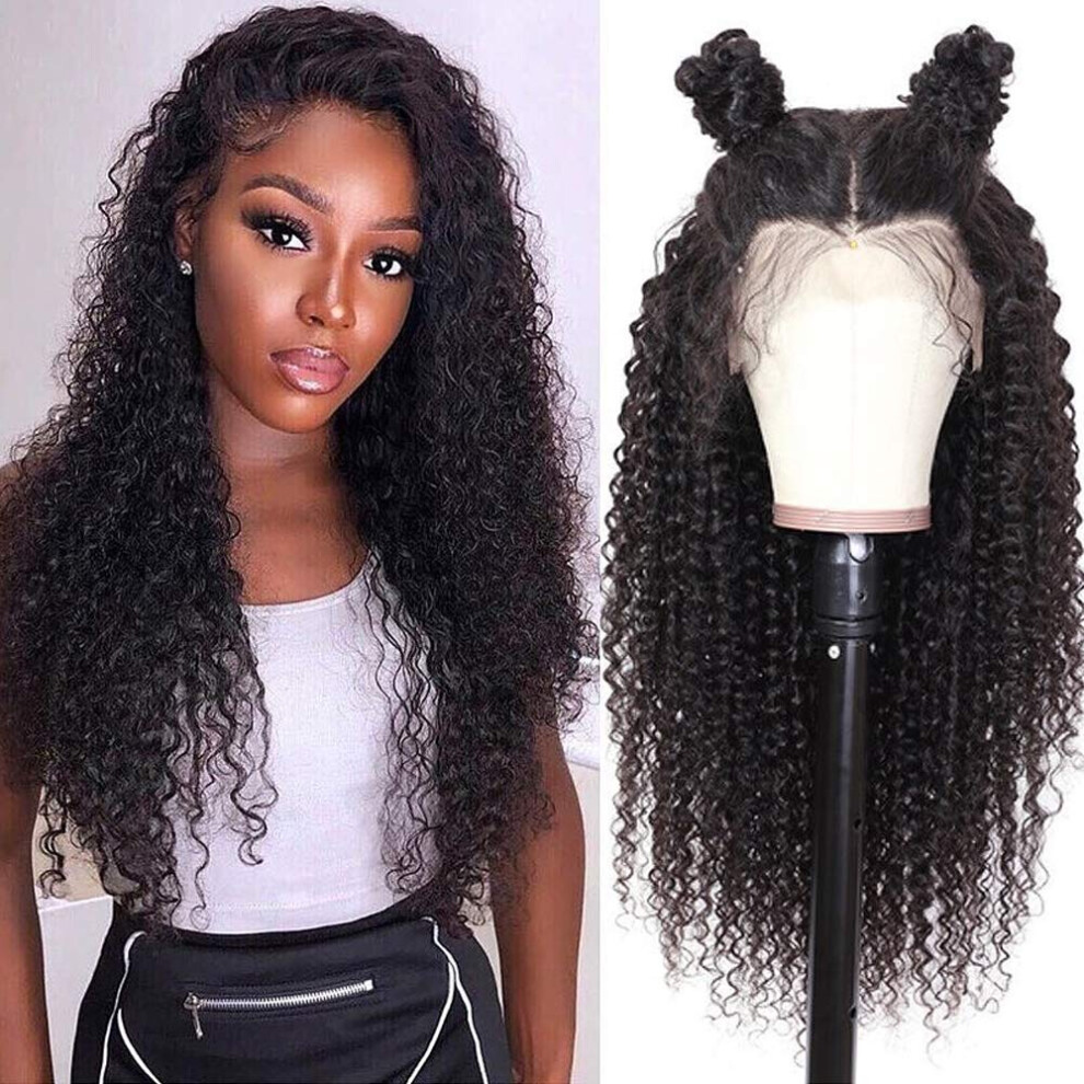 13x6 Lace Front Wig Human Hair Preplucked Brazilian Remy Curly 150% Density for Black Women