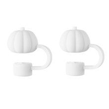 2PC Compatible with Stanley 30&40 Oz Tumbler, 10mm Pumpkins Silicone Straw Covers, Cute Protectors for 10mm Straws