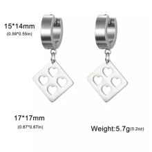 RSAMD Hollow Hearts Square Pendant Drop Earrings for Women Stainless Steel Jewelry-B Steel