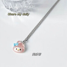 Sanrio Kuromi My Melody Hello Kitty Alloy Necklace Men‘s Women‘s Black and White Pendant Jewelry Anime Accessories Couple Gift