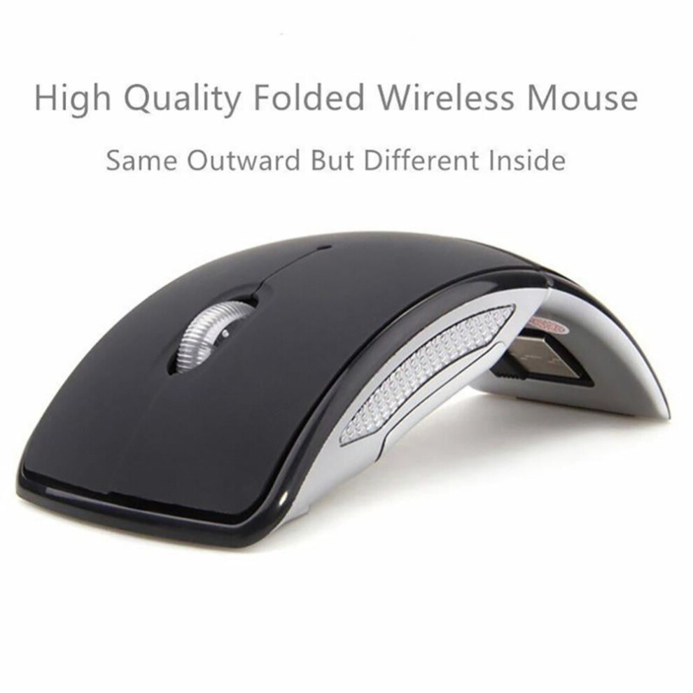 Wireless Mouse,2.4Ghz Foldable Folding Arc Optical Mouse With Fast Scrolling For Compatible With Microsoft Laptop Notebook Computer Mice- Black 9558633649581
