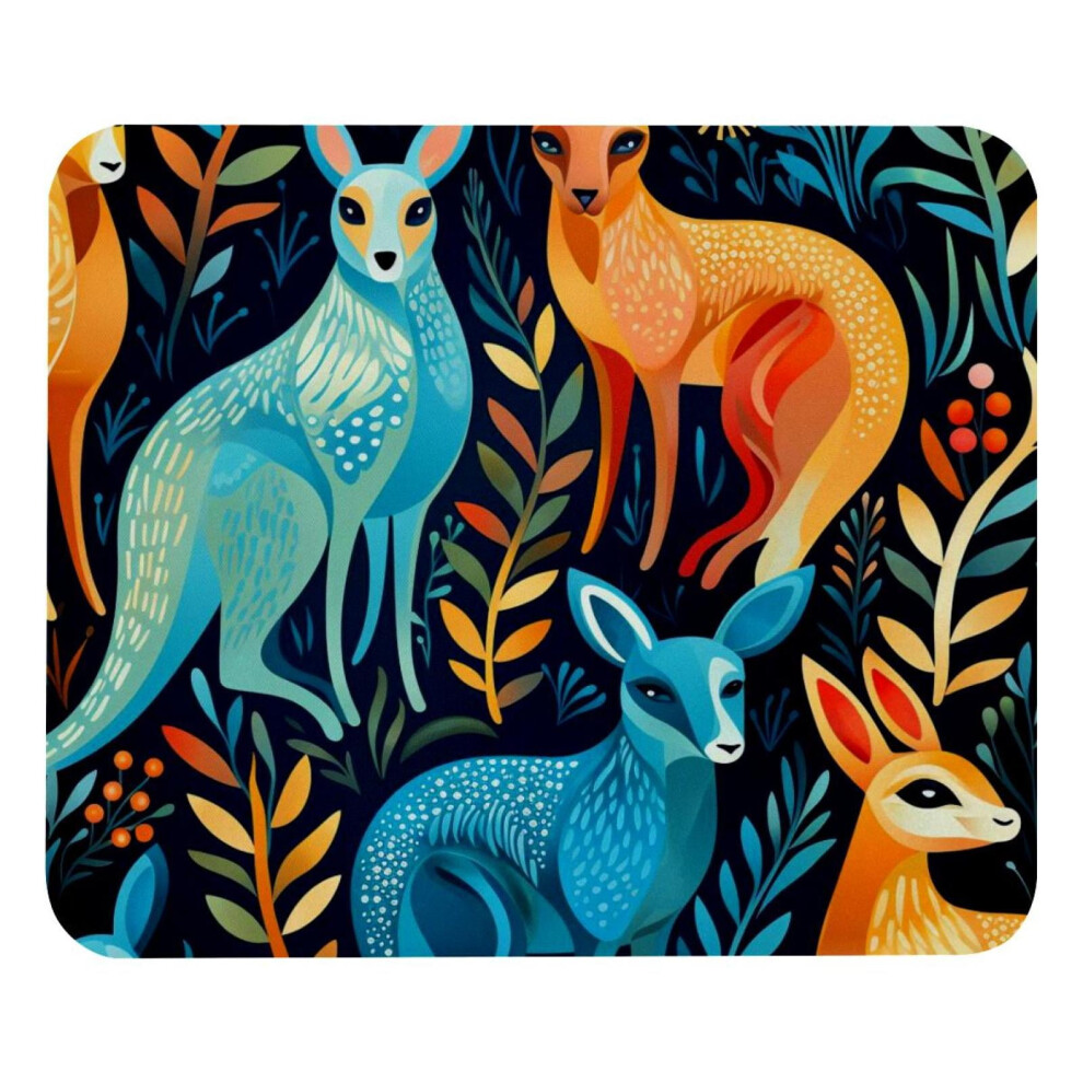 Kangaroos Cartoon Square Mouse Pad, Computer Mousepad Cloth With Rubberized Base, 8.3X9.8in/21X25cm Blue 9558633649574